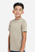 Team 365 TT15Y Youth Zone Performance Mesh Short Sleeve Crewneck T-Shirt Desert Khaki Brown Model Side
