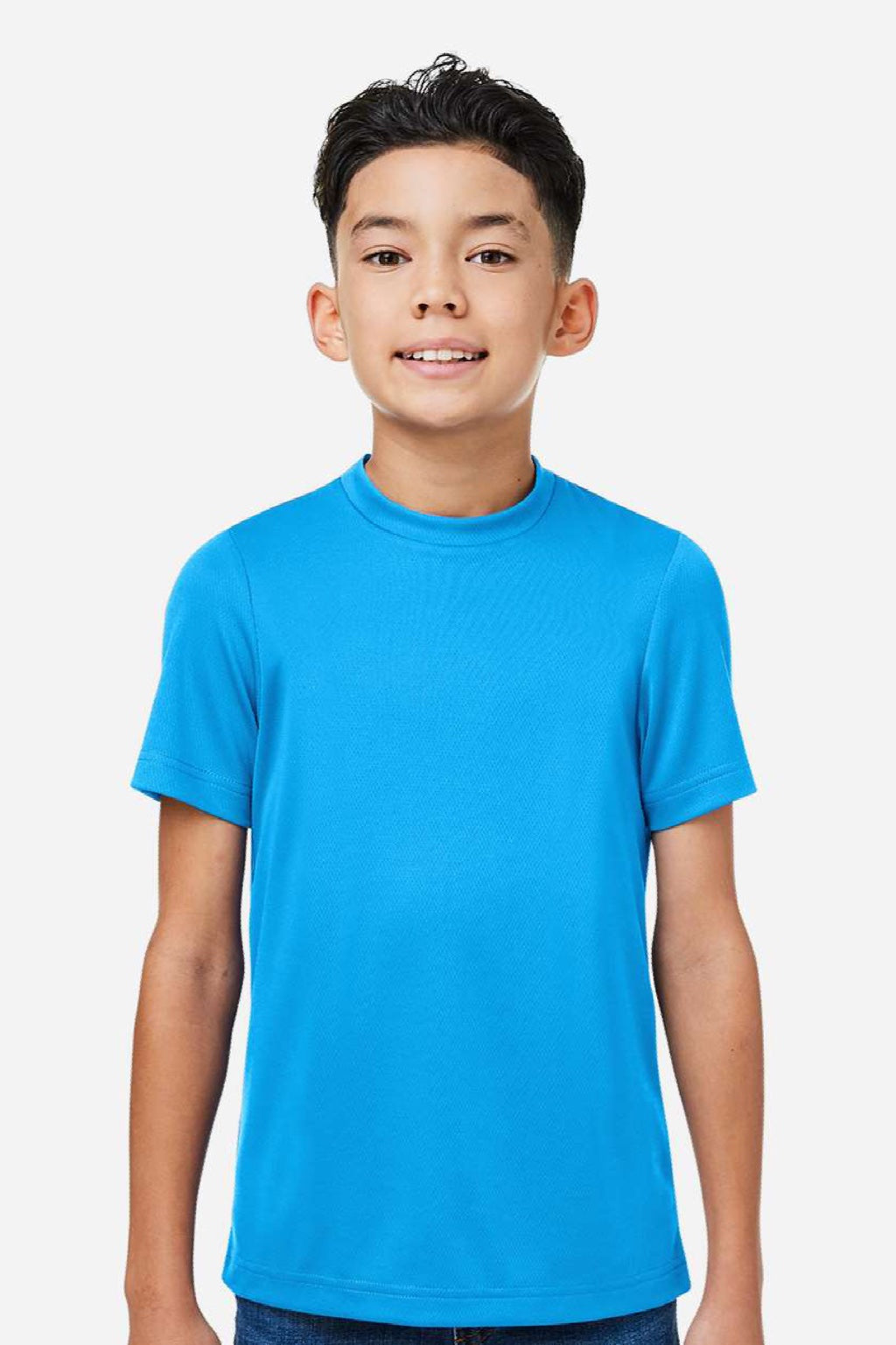 Team 365 TT15Y Youth Zone Performance Mesh Short Sleeve Crewneck T-Shirt Electric Blue Model Front