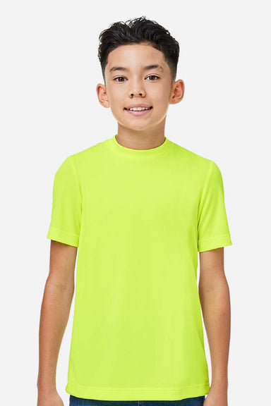 Team 365 TT15Y Youth Zone Performance Mesh Moisture Wicking Short Sleeve Crewneck T-Shirt Safety Yellow Model Front