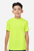 Team 365 TT15Y Youth Zone Performance Mesh Moisture Wicking Short Sleeve Crewneck T-Shirt Safety Yellow Model Front