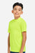 Team 365 TT15Y Youth Zone Performance Mesh Moisture Wicking Short Sleeve Crewneck T-Shirt Safety Yellow Model Side