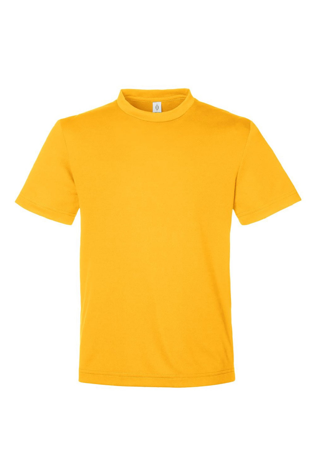 Team 365 TT15Y Youth Zone Performance Mesh Short Sleeve Crewneck T-Shirt Athletic Gold Flat Front