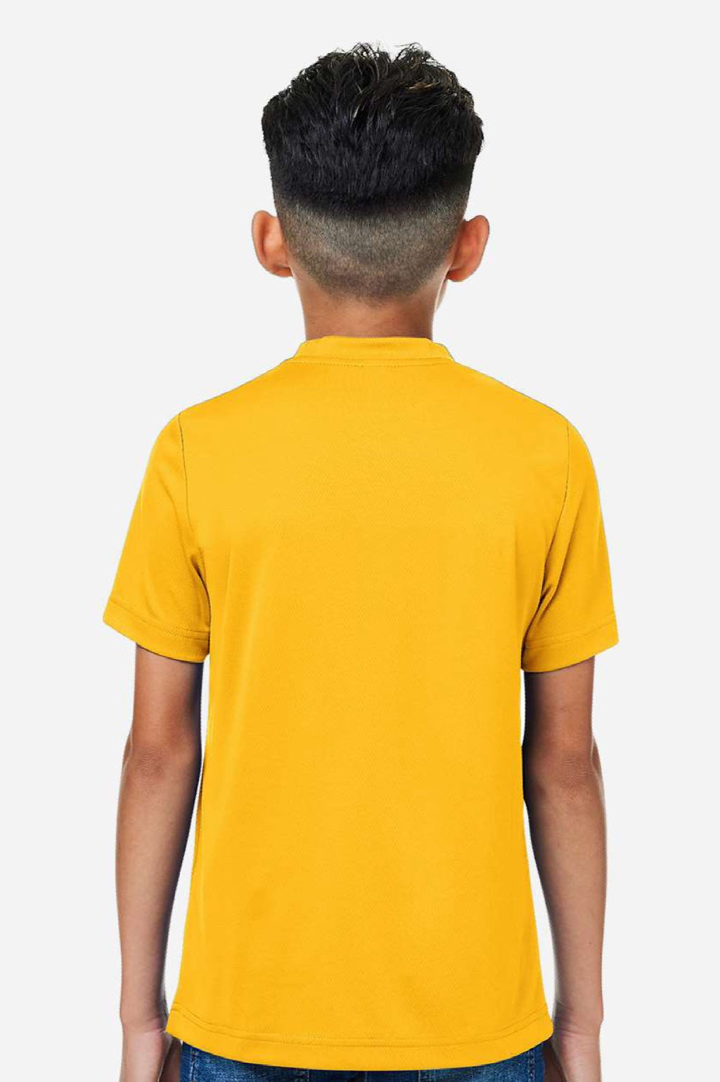 Team 365 TT15Y Youth Zone Performance Mesh Short Sleeve Crewneck T-Shirt Athletic Gold Model Back