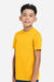 Team 365 TT15Y Youth Zone Performance Mesh Short Sleeve Crewneck T-Shirt Athletic Gold Model Side