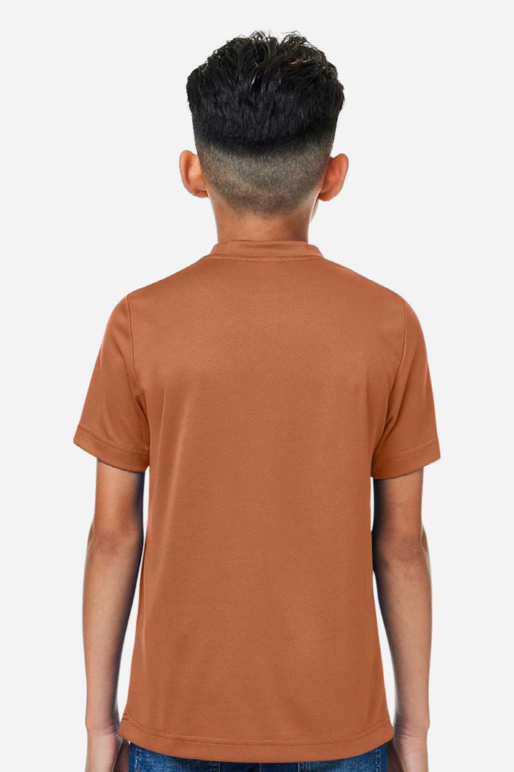 Team 365 TT15Y Youth Zone Performance Mesh Short Sleeve Crewneck T-Shirt Burnt Orange Model Back