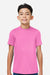 Team 365 TT15Y Youth Zone Performance Mesh Short Sleeve Crewneck T-Shirt Charity Pink Model Front