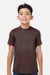 Team 365 TT15Y Youth Zone Performance Mesh Short Sleeve Crewneck T-Shirt Dark Brown Model Front
