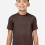 Team 365 Youth Zone Performance Mesh Moisture Wicking Short Sleeve Crewneck T-Shirt - Dark Brown - New