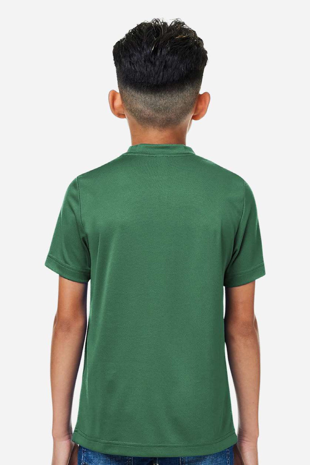 Team 365 TT15Y Youth Zone Performance Mesh Short Sleeve Crewneck T-Shirt Dark Green Model Back