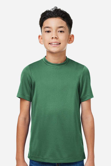 Team 365 TT15Y Youth Zone Performance Mesh Short Sleeve Crewneck T-Shirt Dark Green Model Front