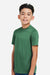 Team 365 TT15Y Youth Zone Performance Mesh Short Sleeve Crewneck T-Shirt Dark Green Model Side