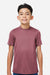 Team 365 TT15Y Youth Zone Performance Mesh Short Sleeve Crewneck T-Shirt Dark Maroon Model Front