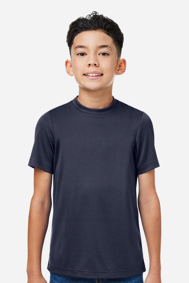 Team 365 TT15Y Youth Zone Performance Mesh Short Sleeve Crewneck T-Shirt Dark Navy Blue Model Front