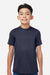 Team 365 TT15Y Youth Zone Performance Mesh Short Sleeve Crewneck T-Shirt Dark Navy Blue Model Front