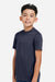 Team 365 TT15Y Youth Zone Performance Mesh Short Sleeve Crewneck T-Shirt Dark Navy Blue Model Side