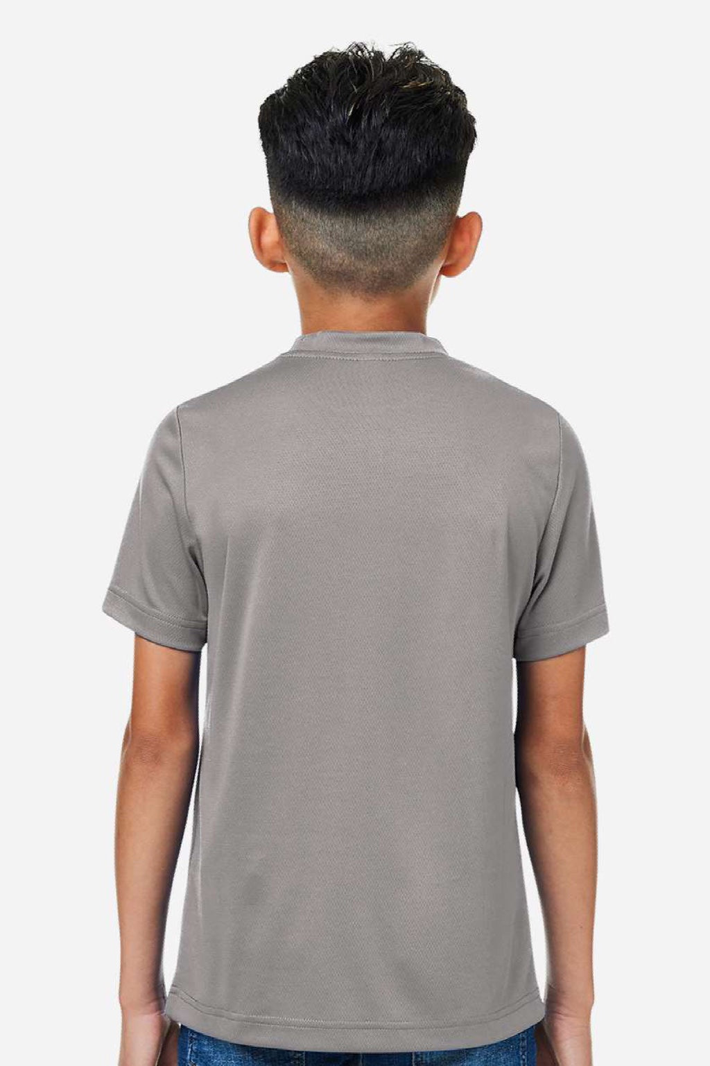 Team 365 TT15Y Youth Zone Performance Mesh Short Sleeve Crewneck T-Shirt Graphite Grey Model Back