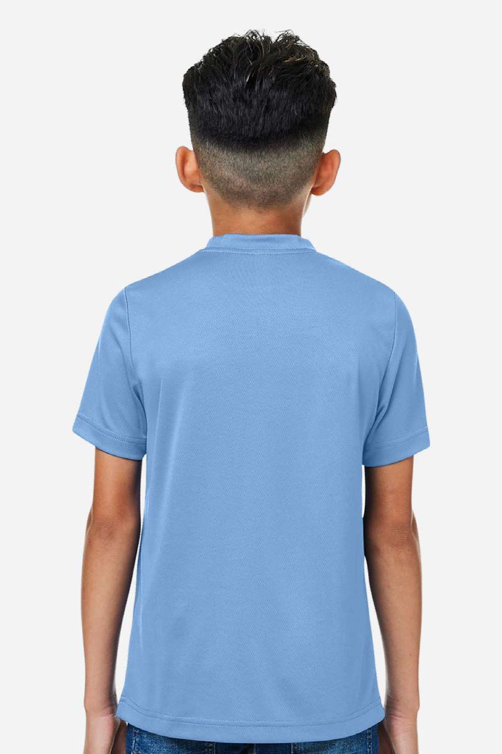 Team 365 TT15Y Youth Zone Performance Mesh Short Sleeve Crewneck T-Shirt Light Blue Model Back
