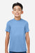 Team 365 TT15Y Youth Zone Performance Mesh Short Sleeve Crewneck T-Shirt Light Blue Model Front