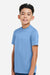 Team 365 TT15Y Youth Zone Performance Mesh Short Sleeve Crewneck T-Shirt Light Blue Model Side