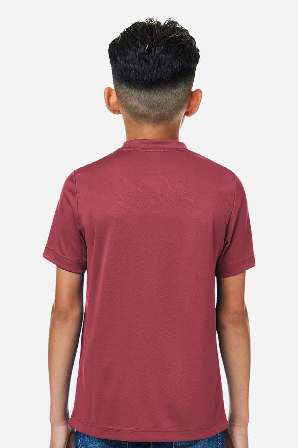 Team 365 TT15Y Youth Zone Performance Mesh Short Sleeve Crewneck T-Shirt Maroon Model Back