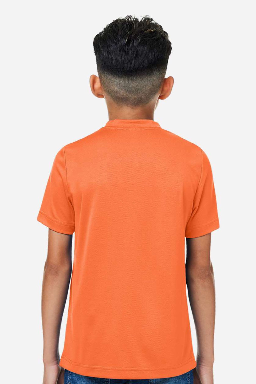 Team 365 TT15Y Youth Zone Performance Mesh Short Sleeve Crewneck T-Shirt Orange Model Back