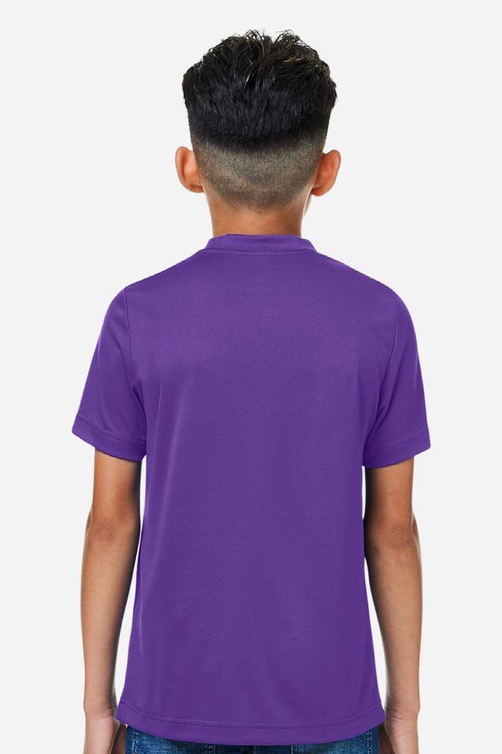 Team 365 TT15Y Youth Zone Performance Mesh Short Sleeve Crewneck T-Shirt Purple Model Back