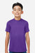 Team 365 TT15Y Youth Zone Performance Mesh Short Sleeve Crewneck T-Shirt Purple Model Front