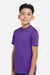 Team 365 TT15Y Youth Zone Performance Mesh Short Sleeve Crewneck T-Shirt Purple Model Side