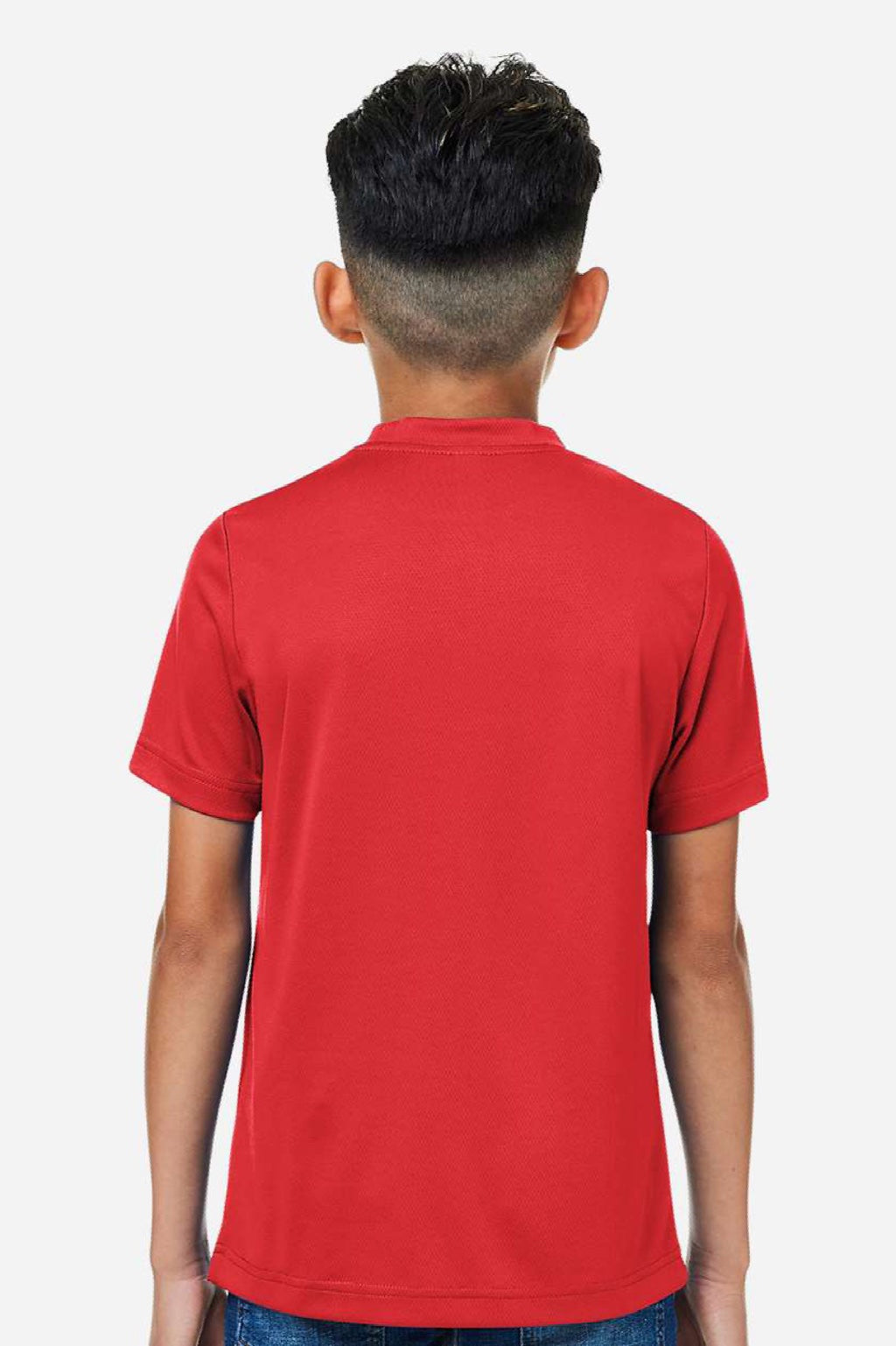 Team 365 TT15Y Youth Zone Performance Mesh Short Sleeve Crewneck T-Shirt Red Model Back