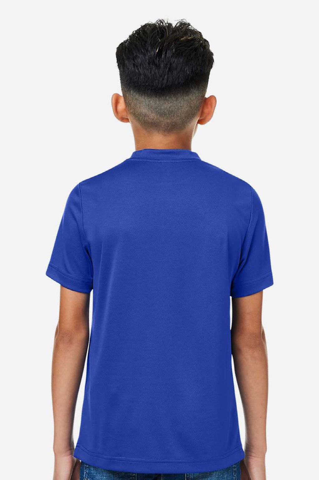 Team 365 TT15Y Youth Zone Performance Mesh Short Sleeve Crewneck T-Shirt Royal Blue Model Back