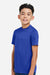 Team 365 TT15Y Youth Zone Performance Mesh Short Sleeve Crewneck T-Shirt Royal Blue Model Side