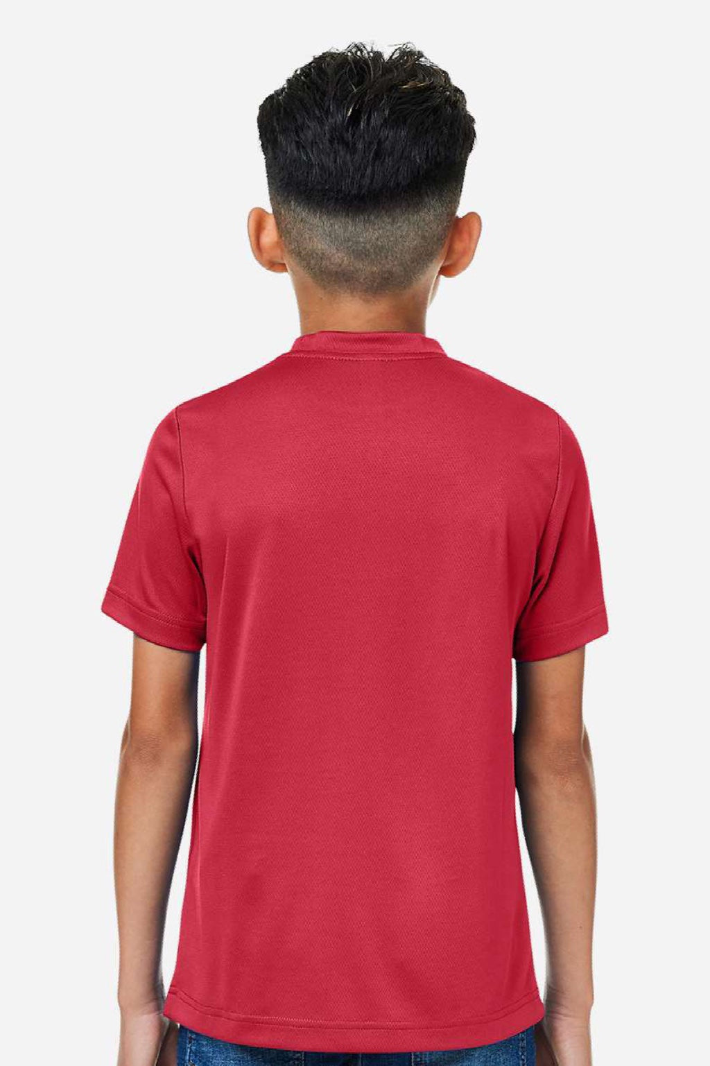 Team 365 TT15Y Youth Zone Performance Mesh Short Sleeve Crewneck T-Shirt Scarlet Red Model Back