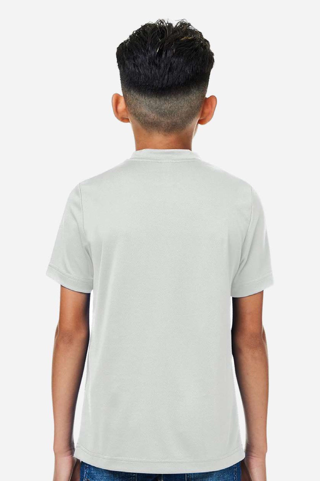 Team 365 TT15Y Youth Zone Performance Mesh Short Sleeve Crewneck T-Shirt Silver Grey Model Back