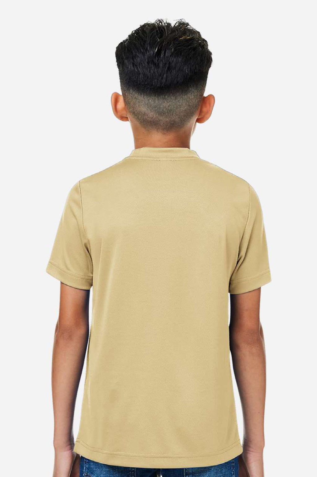 Team 365 TT15Y Youth Zone Performance Mesh Short Sleeve Crewneck T-Shirt Vegas Gold Model Back