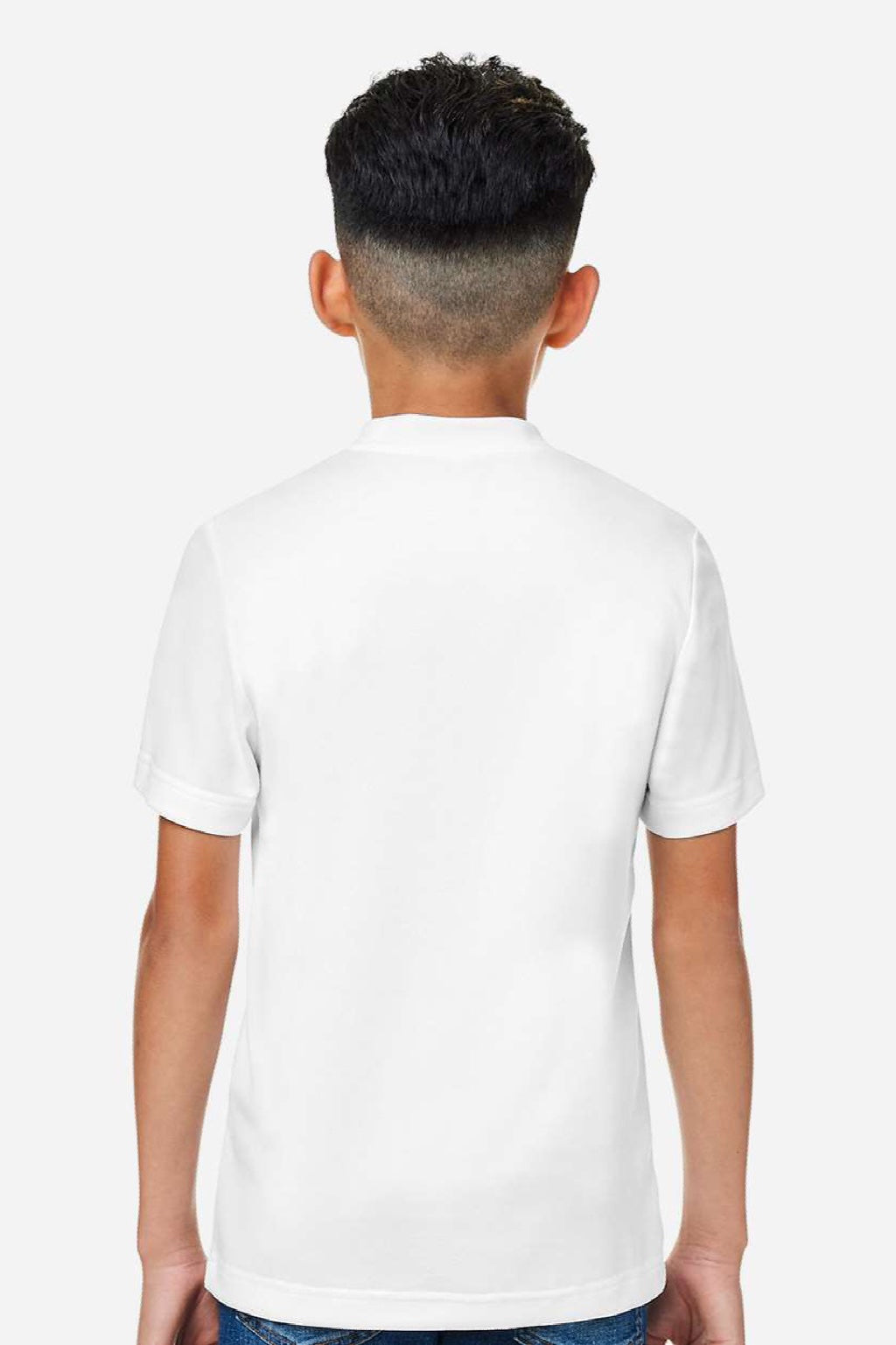 Team 365 TT15Y Youth Zone Performance Mesh Short Sleeve Crewneck T-Shirt White Model Back