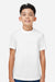 Team 365 TT15Y Youth Zone Performance Mesh Short Sleeve Crewneck T-Shirt White Model Front