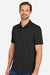 Harriton M205 Mens Valiant Snag Resistant Short Sleeve Polo Shirt Black Model Side