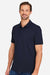 Harriton M205 Mens Valiant Snag Resistant Short Sleeve Polo Shirt Dark Navy Blue Model Side