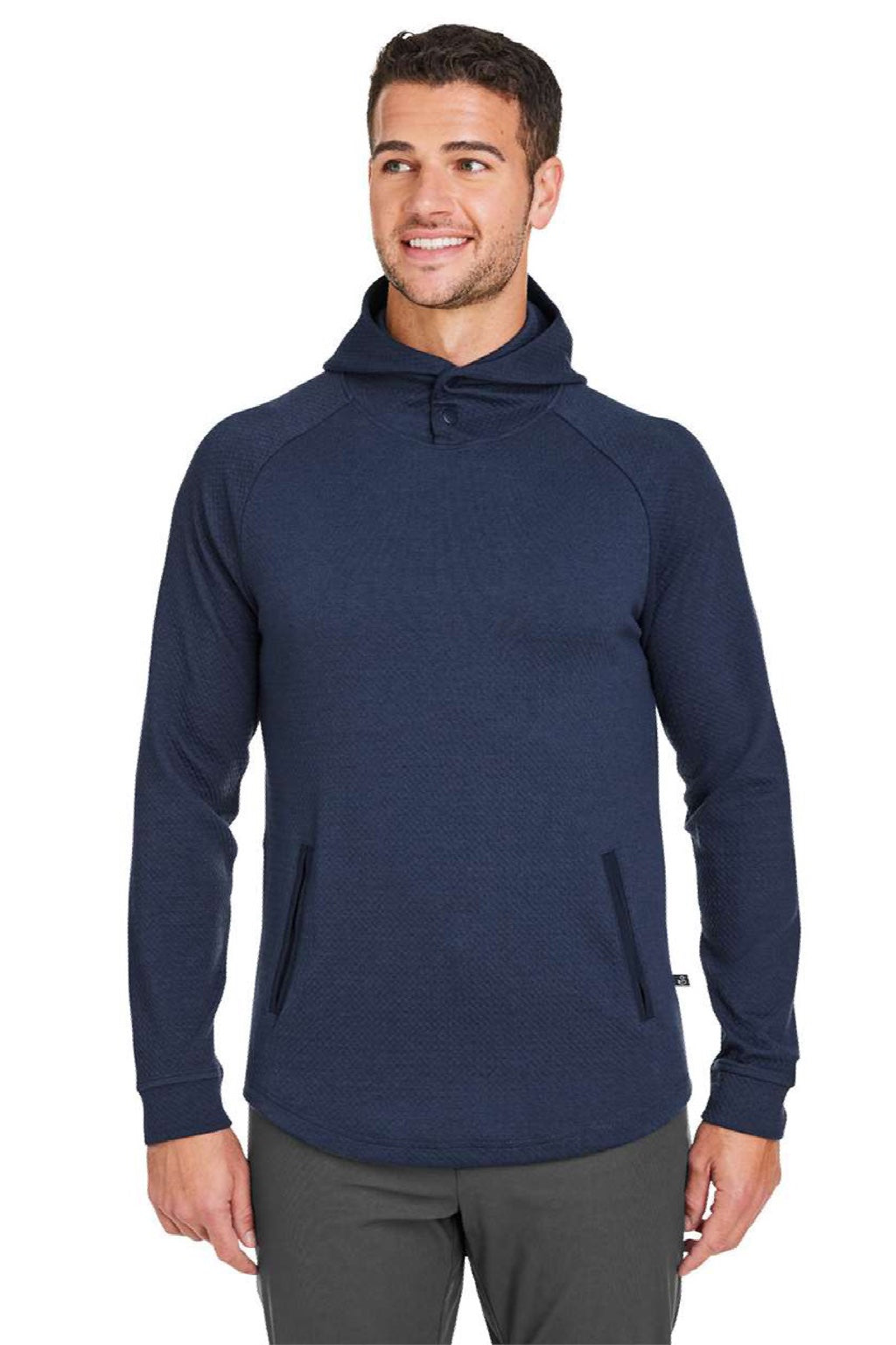 Swannies Golf SWC100 Mens Camden Hooded Sweatshirt Hoodie w/ Pockets Navy Blue Model Front