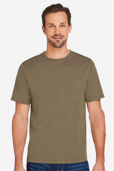 Harriton M118 Mens Charge Moisture Wicknig Short Sleeve Crewneck T-Shirt Coyote Brown Model Front