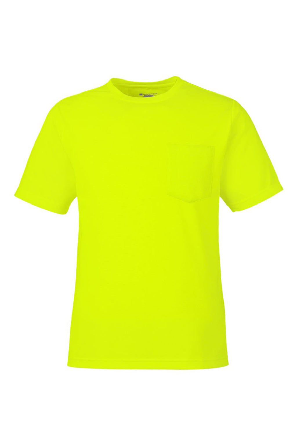 Harriton M118 Mens Charge Moisture Wicknig Short Sleeve Crewneck T-Shirt Safety Yellow Flat Front