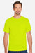 Harriton M118 Mens Charge Moisture Wicknig Short Sleeve Crewneck T-Shirt Safety Yellow Model Front