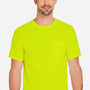 Harriton Mens Charge Moisture Wicking Short Sleeve Crewneck T-Shirt w/ Pocket - Safety Yellow - Coming Soon