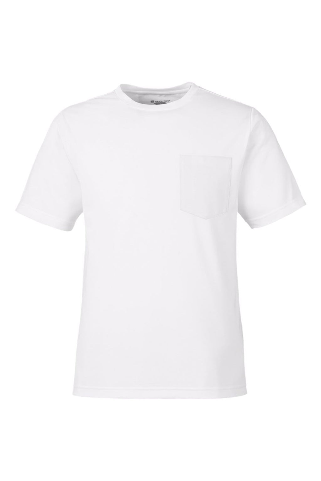 Harriton M118 Mens Charge Moisture Wicknig Short Sleeve Crewneck T-Shirt White Flat Front