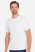 Harriton M118 Mens Charge Moisture Wicknig Short Sleeve Crewneck T-Shirt White Model Side