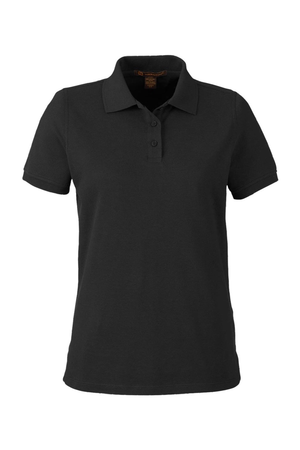 Harriton M205W Womens Valiant Snag Resistant Short Sleeve Polo Shirt Black Flat Front