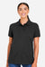Harriton M205W Womens Valiant Snag Resistant Short Sleeve Polo Shirt Black Model Front