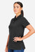Harriton M205W Womens Valiant Snag Resistant Short Sleeve Polo Shirt Black Model Side