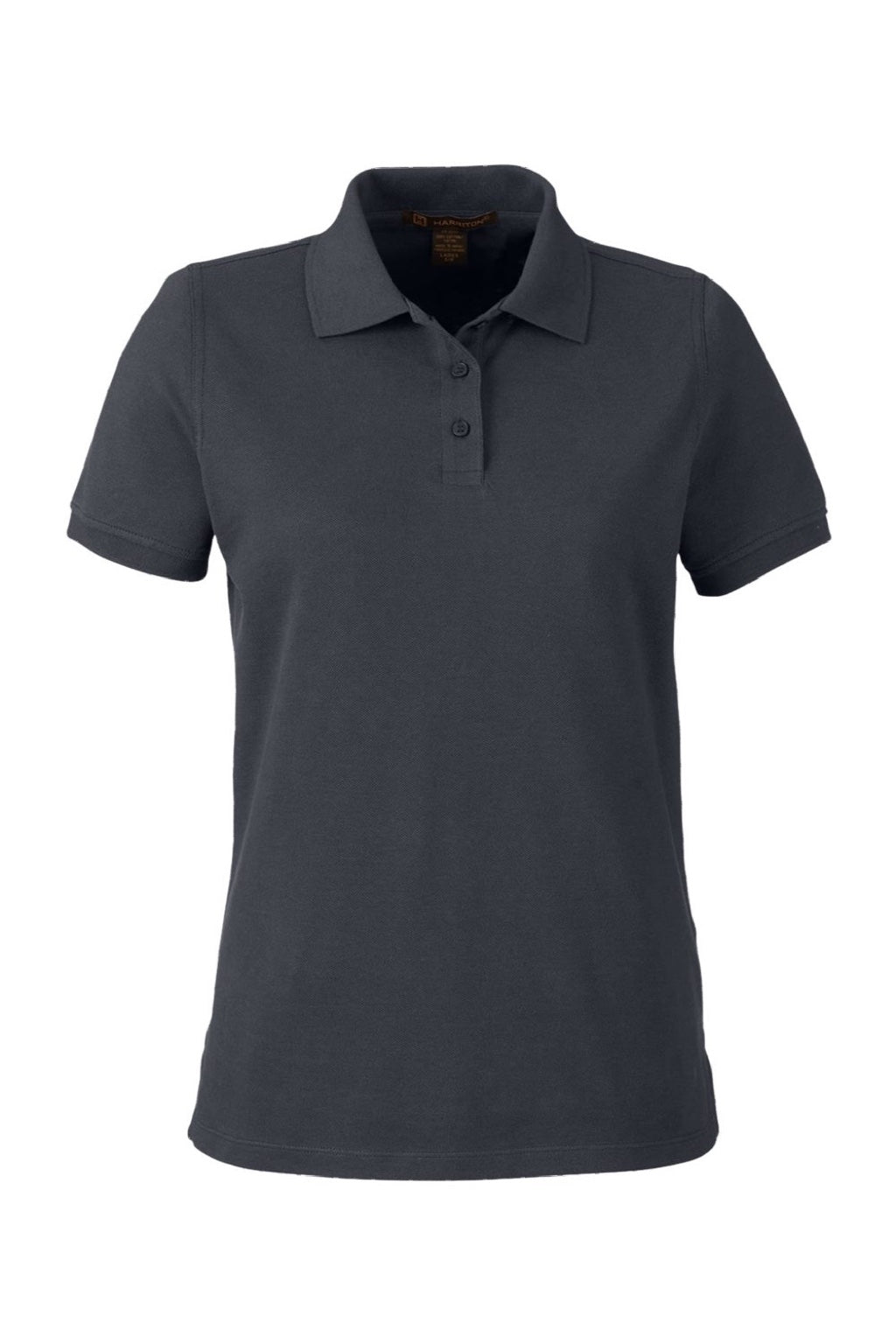 Harriton M205W Womens Valiant Snag Resistant Short Sleeve Polo Shirt Dark Charcoal Grey Flat Front