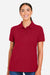 Harriton M205W Womens Valiant Snag Resistant Short Sleeve Polo Shirt Red Model Front